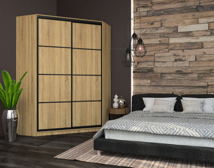 Угловой шкаф-купе Лофт фасад ЛДСП 3г