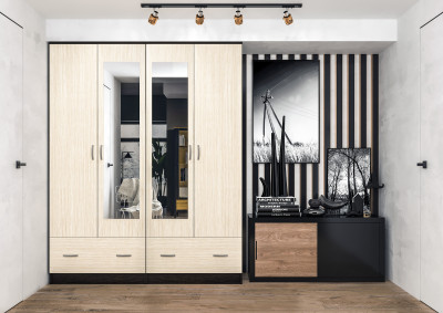 Шкаф 4-х створчатый с зеркалом Ронда