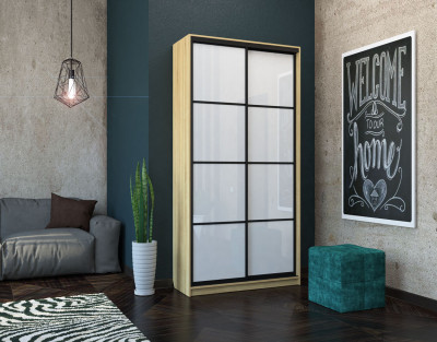 Шкаф-купе Лофт 1200 фасад МДФ белый глянец 3г