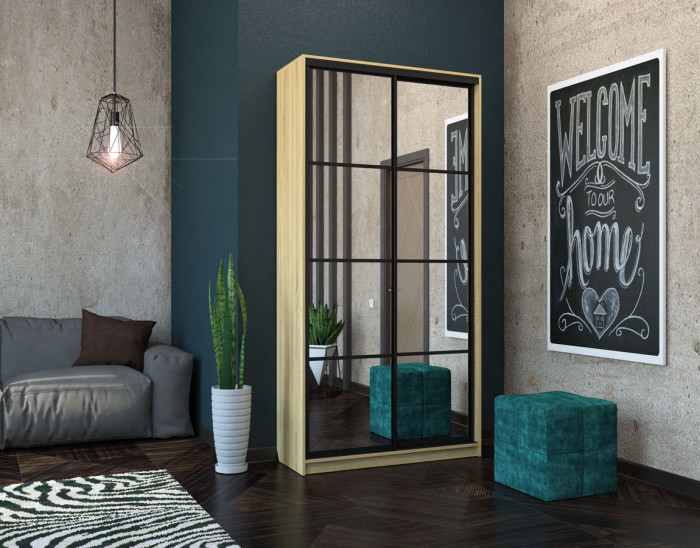 Шкаф-купе Лофт 1200 глубина 470 фасад зеркало 3г