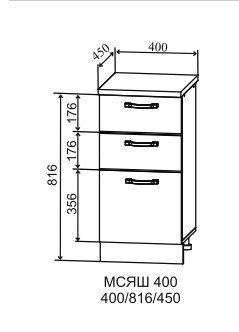 Шкаф нижний с ящиками неглубокий МСЯ 400 Ройс