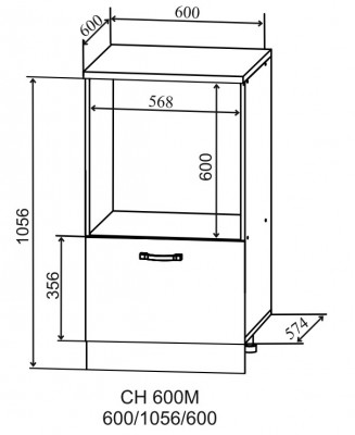 Шкаф нижний 600 под духовку высокий Тренто