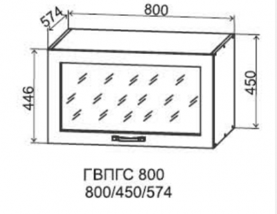 Шкаф верхний 800/450 стекло горизонтальный глубокий Лофт ДСВ