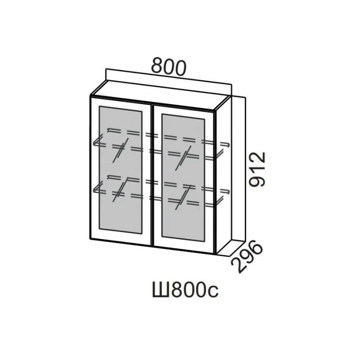 Шкаф навесной 800/912 стекло Грейвуд СВ